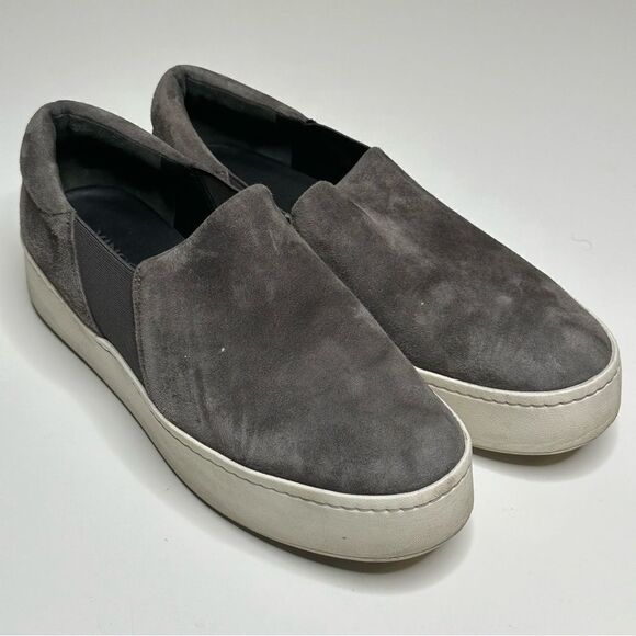 Vince Preston Suede Slip-On Sneaker in Dark Gray Steel Size 8 - Picture 8 of 11